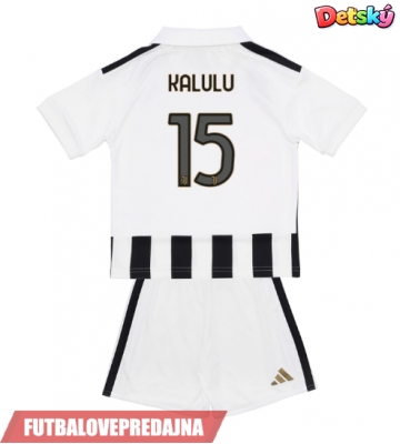 Lacne Dětský Futbalové dres Juventus Pierre Kalulu #15 2026-27 Krátky Rukáv - Domáci (+ trenírky)
